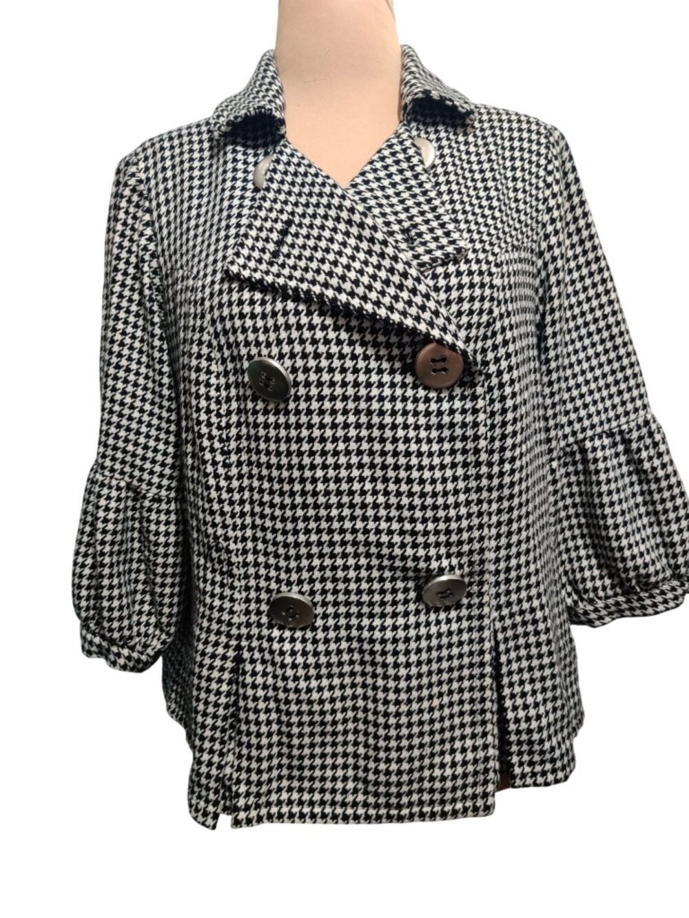 Studio 1940 Jacket Plus Size 16W Houndstooth Double Breasted Swing Retro Chic